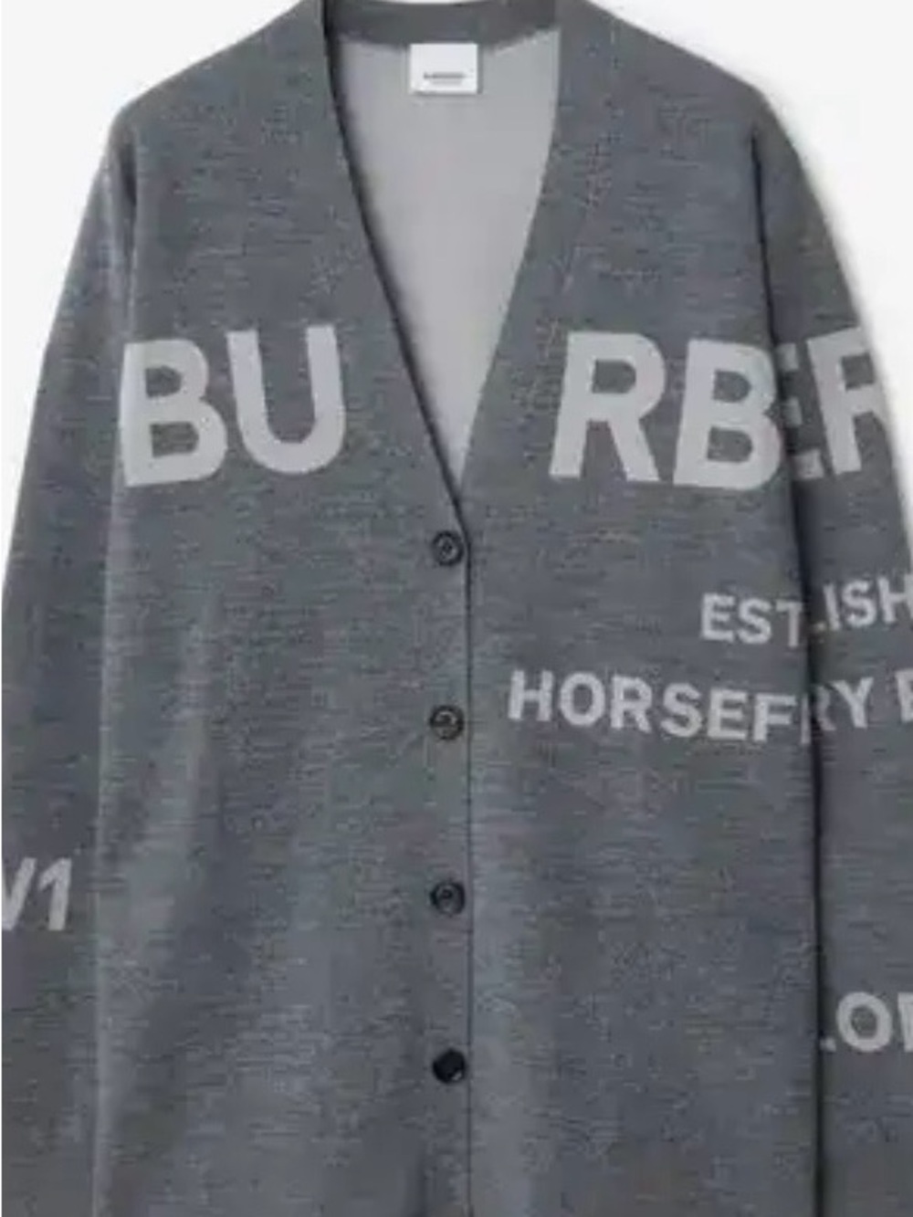 Burberry Gray Logo Silk Knit Cardigan